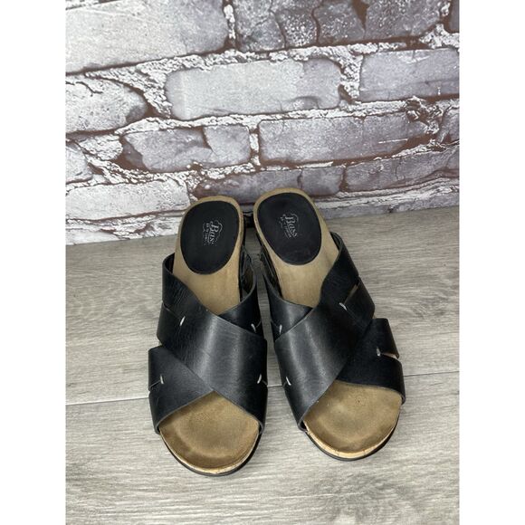 G.H. Bass & Co. MaryAnn Black Leather Wedge Slip On Sandals Women Sz 8M US/39EU - Picture 6 of 16